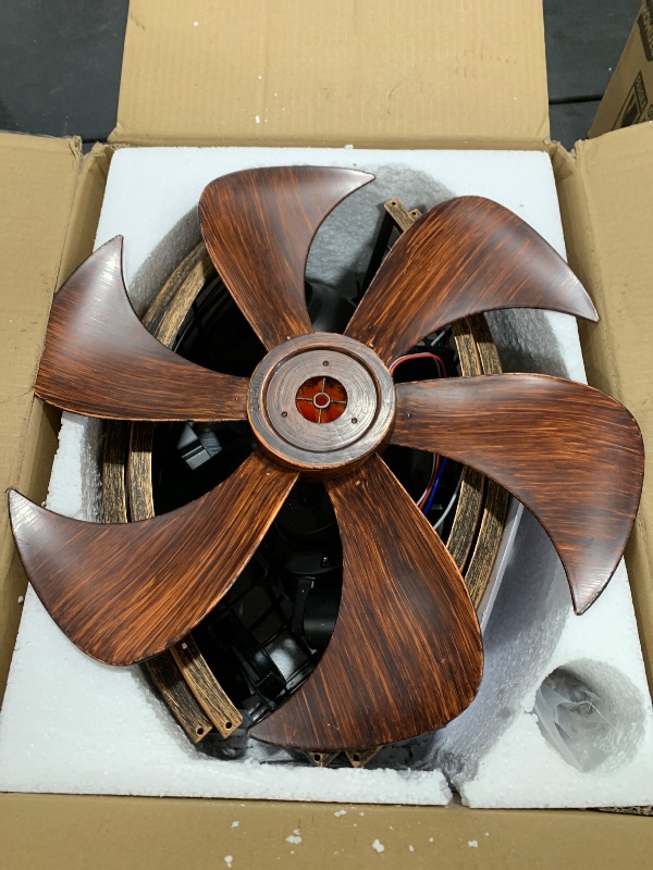 Photo 1 of LEDIARY 22 Inch Caged Ceiling Fan with Light, Fandelier Farmhouse Ceiling Fan with Remote, Small Bladeless Fan Lights Ceiling Fixtures for Kitchen, Bedroom, Outdoor-Black and Gold