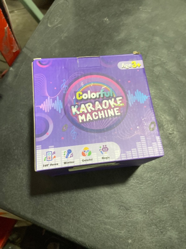 Photo 1 of Mgaolo Upgraded Mini Karaoke Machine Toy for Kids, Portable Bluetooth Speaker with 2 Wireless Mics, Emoji & Colorful LED Lights, Home Travel & Party Play Gifts for Boys Girls (Purple)