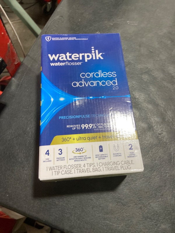 Photo 1 of Waterpik Cordless Advanced 2.0 Water Flosser For Teeth, Gums, Braces, Dental Care With Travel Bag and 4 Tips, ADA Accepted, Rechargeable, Portable, and Waterproof, White WP-580, Packaging May Vary