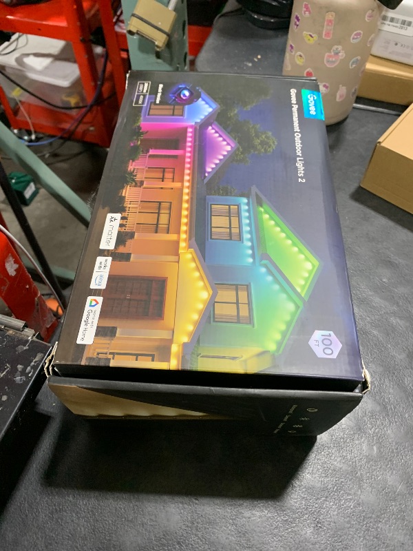 Photo 1 of Govee Permanent Outdoor Lights 2, 100ft RGBIC Outdoor Lights with 72 LED Lights, IP67 Waterproof, 100 Scene Modes with 40lm White for Outdoor Decorations, Works with Alexa, Google Assistant, Black