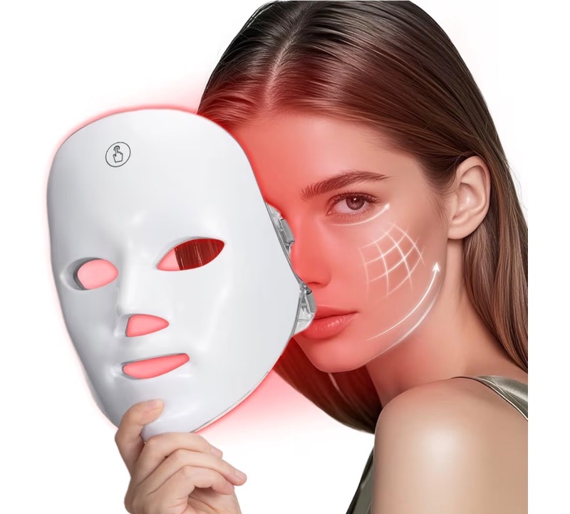 Photo 1 of Red Light Mask for Face, 7 Color Red Light Facial Masks, At-Home Facial Care Device, Portable, Cordless, and Rechargeable
