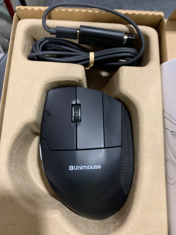 Photo 1 of Contour Unimouse Ergonomic Vertical Mouse Adjustable 35°-70° Tilt Angle, 6 Programmable Buttons for Productivity, Customizable Thumb Rest for Wrist Pain Relief | Plug & Play Mac/PC - Wireless - Right