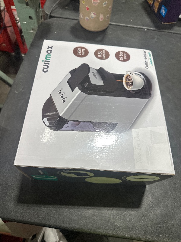 Photo 1 of CUSIMAX Espresso Machine Single Serve Coffee Machine Compatible with Nespresso Pods, Adjustable Brewing Size, 19Bar Coffee Maker, Stainless Steel Espresso Maker with 20oz Remevable Water Tank