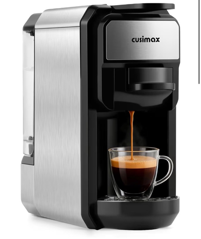 Photo 1 of CUSIMAX Espresso Machine Single Serve Coffee Machine Compatible with Nespresso Pods, Adjustable Brewing Size, 19Bar Coffee Maker, Stainless Steel Espresso Maker with 20oz Remevable Water Tank