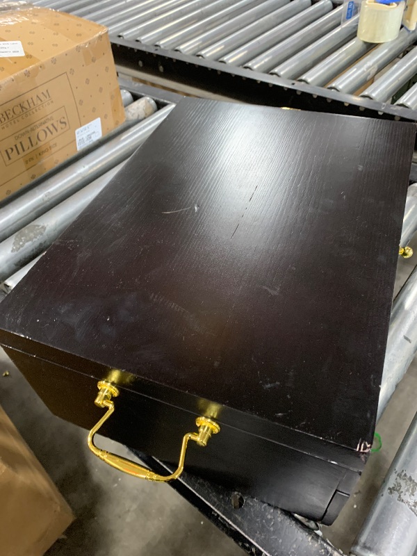 Photo 1 of GENRICE Wooden Silverware Chest without Silverware Three-layer, Silverware Box Storage for Silver, Silverware Case with Handle and Felt Lined, Flatware Chest for 12 or 16 or more sets of Utensils