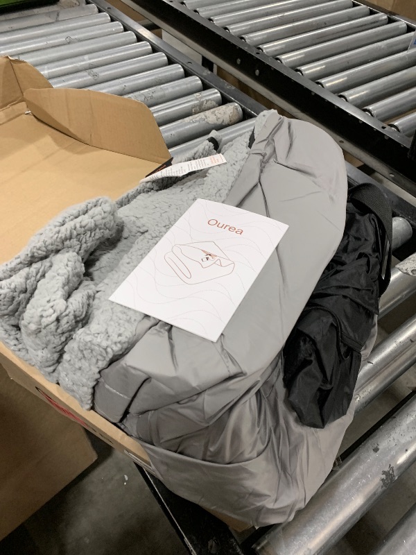 Photo 1 of Ourea 12V Battery Operated Heated Blanket Cordless Electric Blanket with 20000mAh Power Bank Portable Heated Throw for Outdoor Camping Car Stadium Travel Home Sherpa Fleece Grey