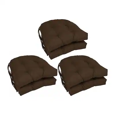 Photo 1 of Chair Cushions for Dining Chairs Set of 6, 2" Thick Chair Pads with Non-Slip Bottom, D-Shaped Kitchen Seat Cushions with Removable Cover, 16 x 17 inch, Brown