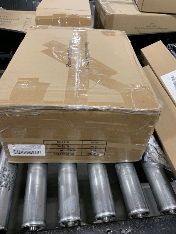 Photo 1 of HIGDBFE Dresser with Hanging Rack, 4 Drawers Small Closet for Bedroom, Reversible Fabric Kids Chest of Drawers with Clothes Rack, Tall Storage Tower, Sturdy Frame, Grey, 44''H