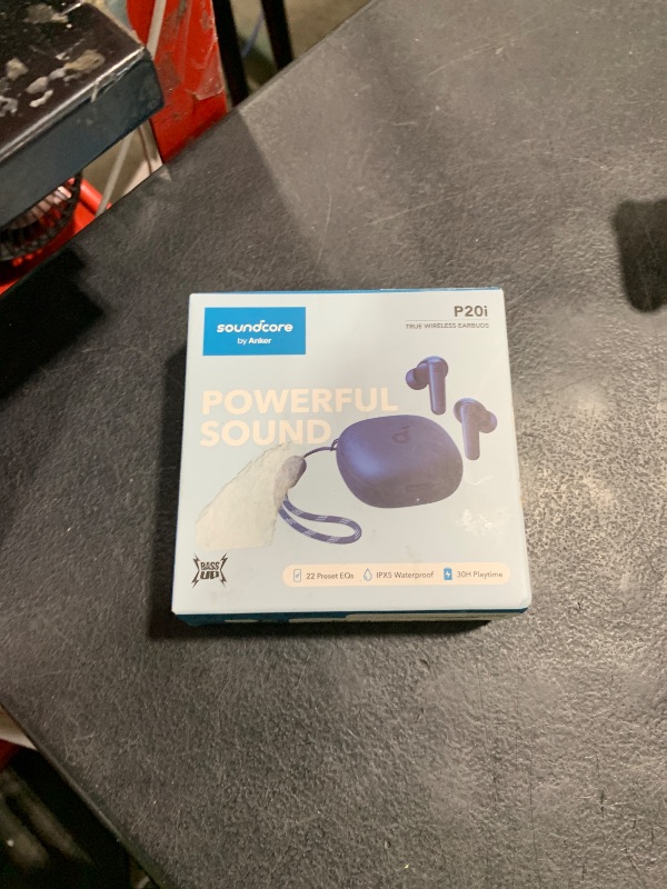 Photo 1 of Soundcore by Anker P20i True Wireless Earbuds, 10mm Drivers with Big Bass, Bluetooth 5.3, 30H Long Playtime, Water-Resistant, 2 Mics for AI Clear Calls, 22 Preset EQs, Customization (Blue)