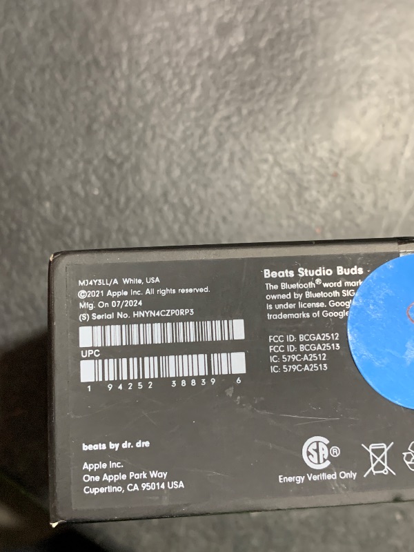 Photo 1 of Beats Studio Buds - True Wireless Noise Cancelling Earbuds - Compatible with Apple & Android, Built-in Microphone, IPX4 Rating, Sweat Resistant Earphones, Class 1 Bluetooth Headphones - White