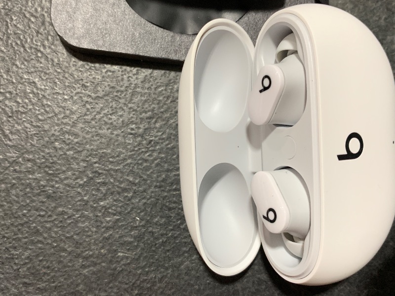 Photo 1 of Beats Studio Buds - True Wireless Noise Cancelling Earbuds - Compatible with Apple & Android, Built-in Microphone, IPX4 Rating, Sweat Resistant Earphones, Class 1 Bluetooth Headphones - White