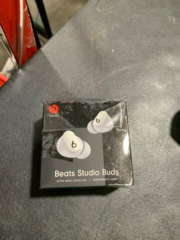 Photo 1 of Beats Studio Buds - True Wireless Noise Cancelling Earbuds - Compatible with Apple & Android, Built-in Microphone, IPX4 Rating, Sweat Resistant Earphones, Class 1 Bluetooth Headphones - White