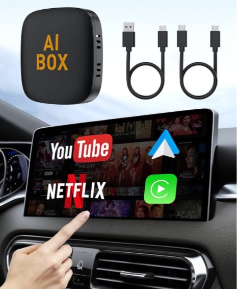 Photo 1 of Wireless CarPlay Adapter, 2025 Upgraded 5-in-1 Apple CarPlay Wireless and Android Auto Adapter Support Netflix/YouTube/TF Card, Magic Car Play Ai Box for Cars from 2016 & iPhone iOS10+ Android