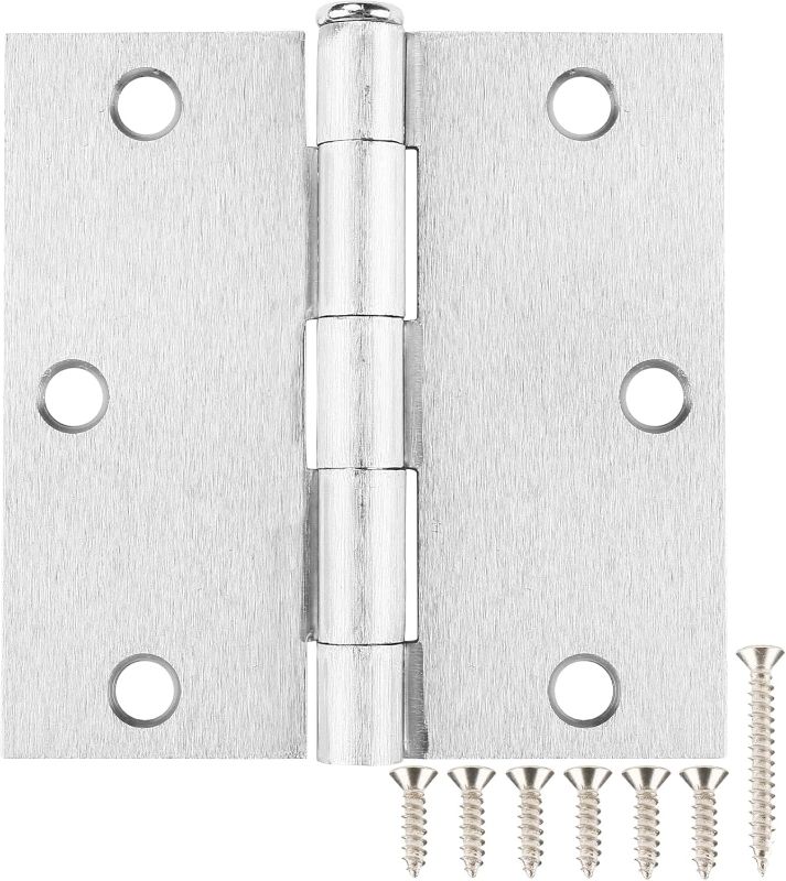 Photo 1 of  Rounded Satin Door Hinges Brushed Nickel 3.5 Inch Interior 3 1/2 Inch 5/8" Radius Corners Iron Bifold Silver Residential Bed Room Hinge for Doors Hardware Controls House Decor Accessories