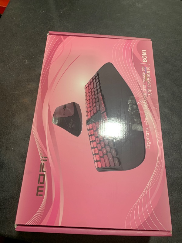 Photo 1 of Ergonomic Wireless Keyboard and Mouse Set Wireless Keyboard Silent Mice Set with Wrist Rest for Computer, Laptop, PC, Mac, Windows Black Pink