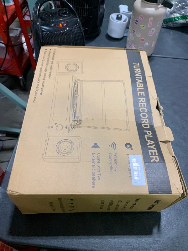 Photo 1 of Record Player with External Bookshelf Speakers Belt-Drive Vintage Turntable for Vinyl Records Passive Dual Stereo Speakers LP Players 3 Speed Wireless AUX Headphone Input Auto Stop Retro Brown Wooden