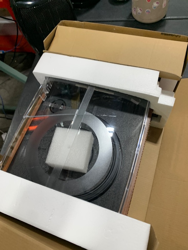 Photo 1 of Record Player with External Bookshelf Speakers Belt-Drive Vintage Turntable for Vinyl Records Passive Dual Stereo Speakers LP Players 3 Speed Wireless AUX Headphone Input Auto Stop Retro Brown Wooden