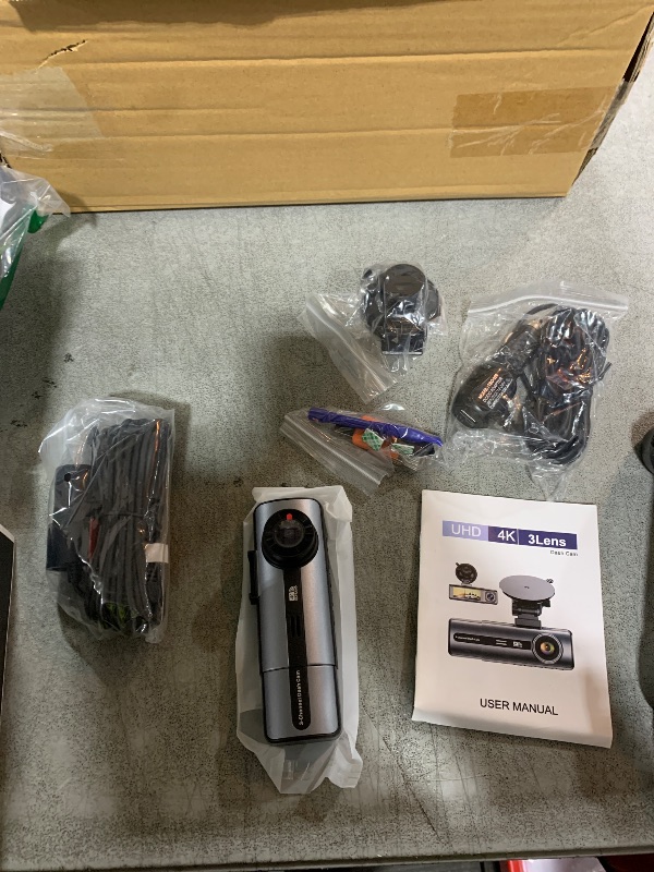 Photo 1 of 3 Channel 4K Dash Cam with 5GHz WiFi & APP Control, 4K/2.5K+1080P+1080P Front Inside and Rear, Triple Dash Camera with 64GB Card, G-Sensor, 24 Hours Parking Mode, Loop Recording, Night Vision