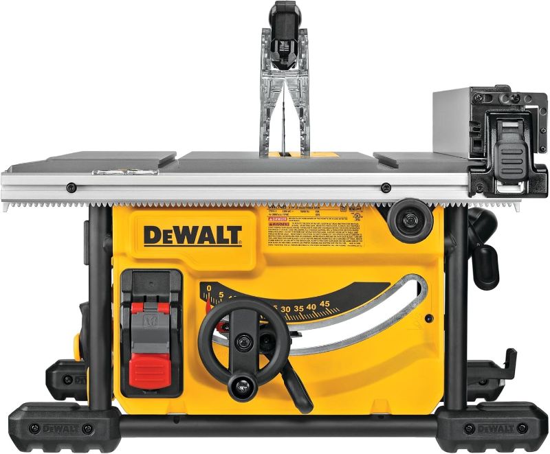 Photo 1 of DEWALT Table Saw 10 Inch with Foldable Rolling Table Saw Stand, 15 Amp, 4800 RPM, 32-1/2-Inch Rip Capacity (DWE7491RS)