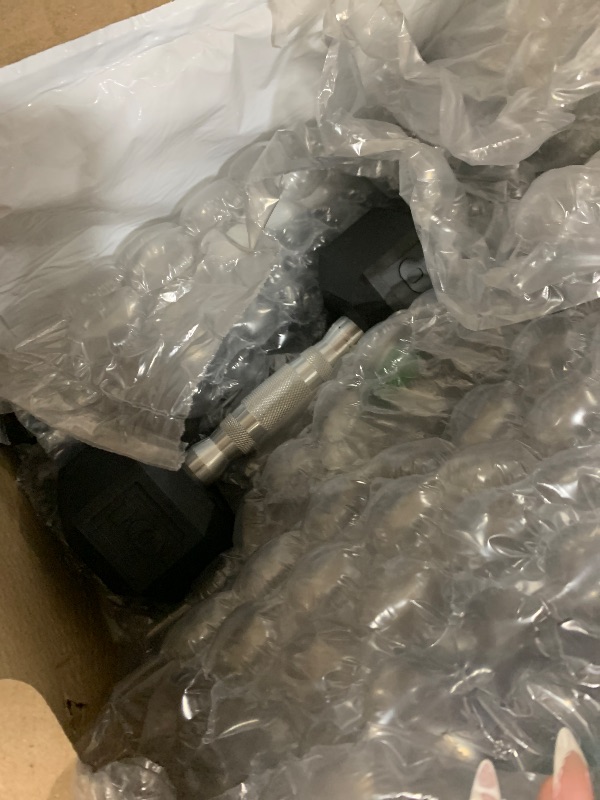 Photo 1 of Cap Barbell 150 LB Rubber Coated Hex Dumbbell Hand Weight Set with Vertical Storage Rack - Chrome Handle | Black Rack