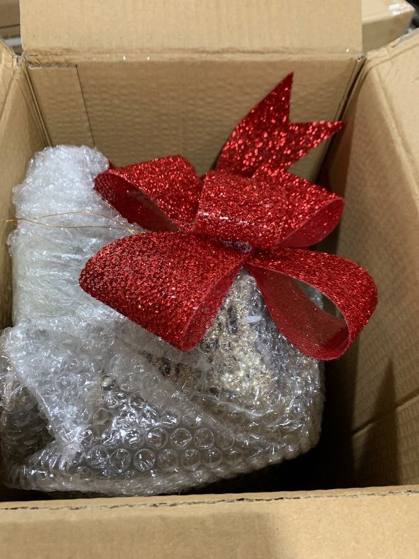 Photo 1 of Christmas Decorations 38-inch Christmas Reindeer Decor Set Includes Two Reindeer: a Champagne Gold Female Deer and a Fawn with a Bow. Perfect for Outdoor Lawn displays and Holiday Arrangements.