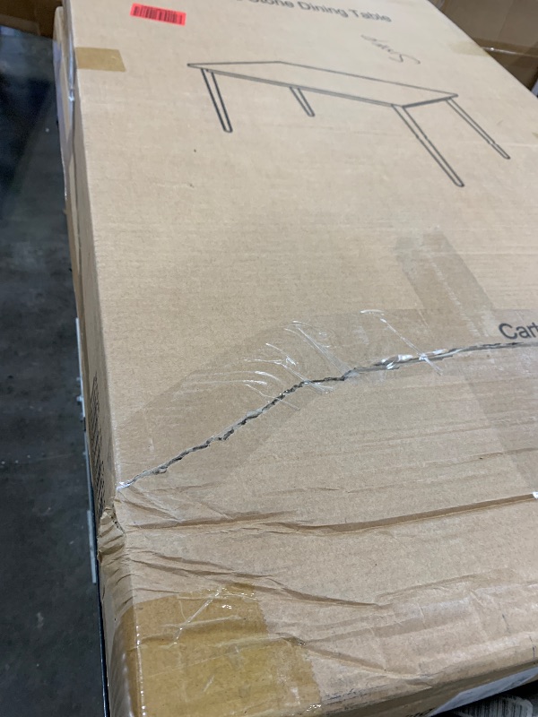 Photo 1 of 46" Sintered Stone Dining Table, Modern Horse Belly Type White Kitchen Table with Sturdy Metal Legs, Durable & Scratch-Resistant Surface for Dining Room/Kitchen/Office?Chairs not Included? (46 inch)