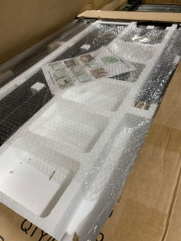 Photo 1 of 46" Sintered Stone Dining Table, Modern Horse Belly Type White Kitchen Table with Sturdy Metal Legs, Durable & Scratch-Resistant Surface for Dining Room/Kitchen/Office?Chairs not Included? (46 inch)