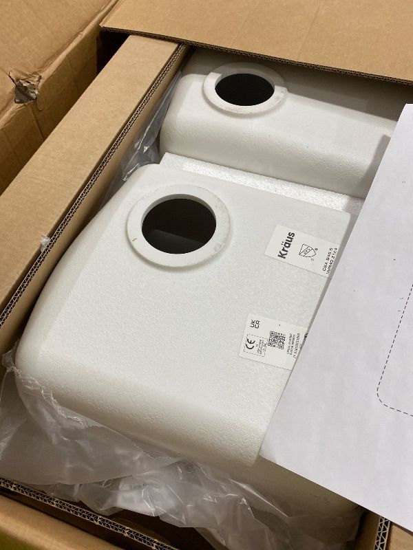 Photo 1 of KRAUS Forteza 33-inch Granite Drop In/Undermount 50/50 Double Bowl White Kitchen Sink, KGD-52WHITE