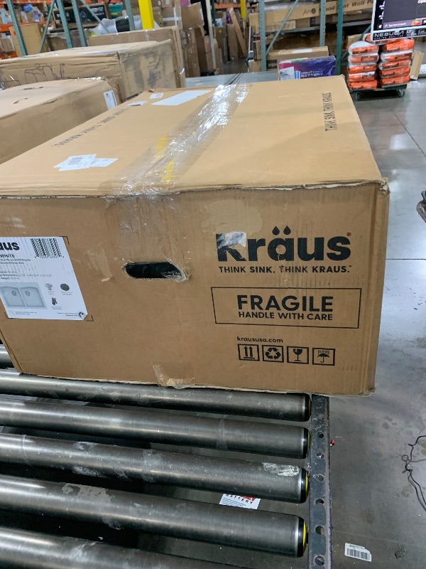 Photo 1 of KRAUS Forteza 33-inch Granite Drop In/Undermount 50/50 Double Bowl White Kitchen Sink, KGD-52WHITE