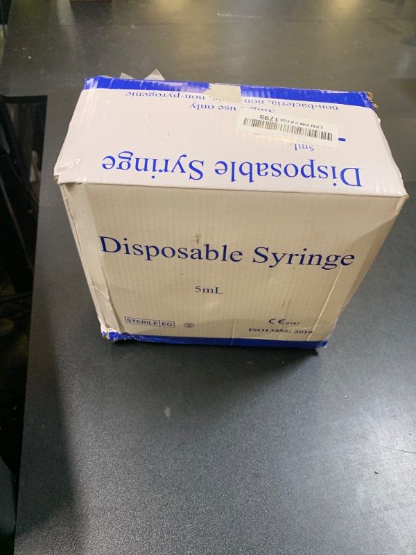 Photo 1 of 100 Pack Disposable 5ml/cc Lab Syringes with 22Ga 1.25 Inch Needle Luer Lock, Individually Sealed Packed