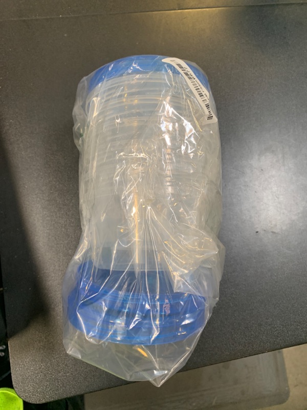 Photo 1 of [32 oz 6 Pack] Food Storage Freezer Containers Clear bottom With blue Twist Top Lids Reusable, Plastic Airtight Meal Prep Containers BPA Free | Stackable | Leakproof | Microwave/Dishwasher Safe