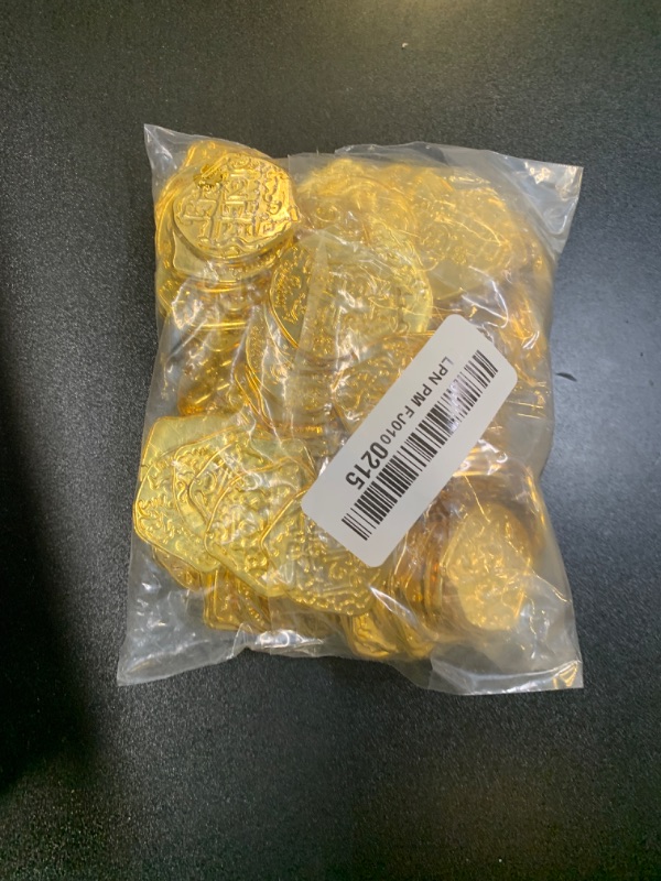 Photo 1 of 120 PCS Pirate Decorations, 1.38 in Pirate Coins, 0.06 in Spanish Coins Fake Coins Plastic Coins Gold Coins Toys Coins for Kids, Pirate Party Decor Pirate Treasure Game Hunt Party Supplies