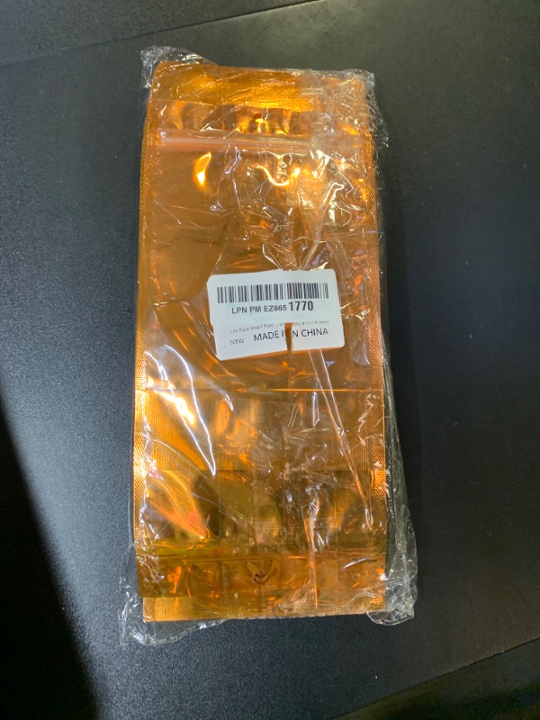 Photo 1 of 100 Pack Smell Proof Bags, Resealable Mylar Bag with Clear Window, Foil Pouch Stand-up for Food Self Sealing Storage, Scratch Resistant Hand Storage. (Gold, 4.7×7.9 inch)