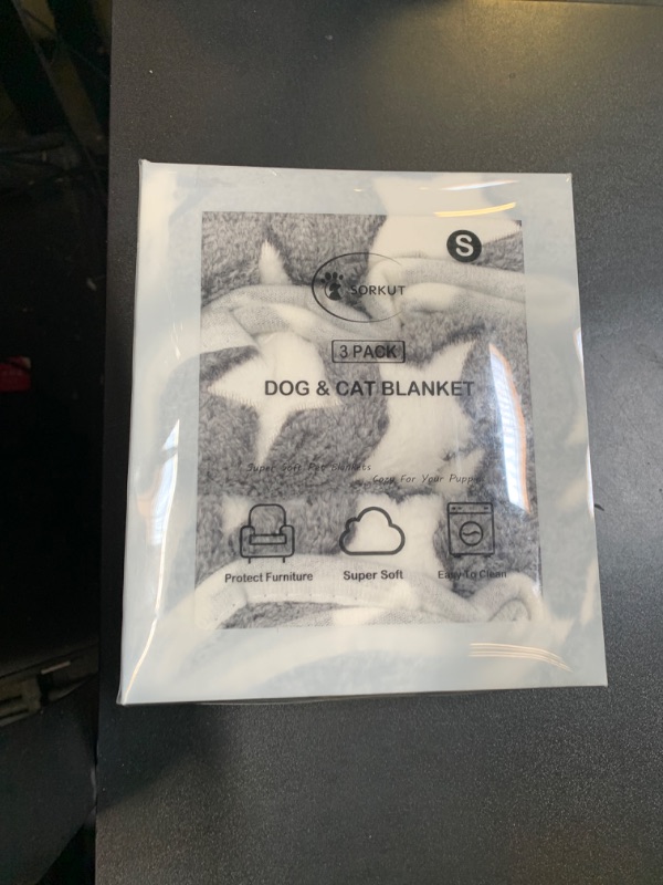 Photo 1 of 1 Pack 3 Puppy Blankets Cat Dog Blankets Super Soft Warm Sleep Mat Grey Star Cute Print Blanket Fluffy Fleece Pet Blanket Flannel Throw for Small Dogs Puppy Dogs Cats Small(23"x15")