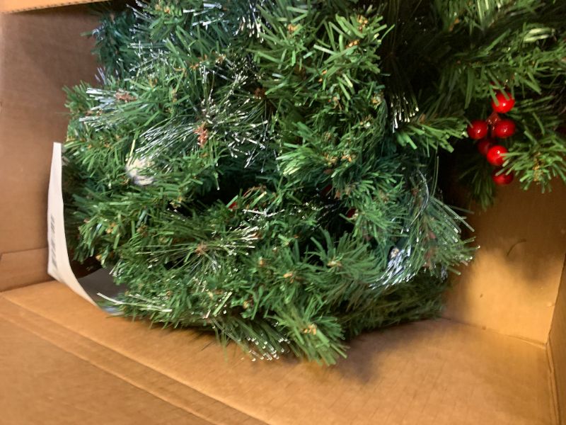 Photo 1 of [ Timer & 8 Modes ] 9 Ft by 10 Inch 50 LED Prelit Christmas Garland Decorations Warm White Lights Thick 270 Snowy Tips 70 Red Berry 10 Pinecone Xmas Decor Garland Indoor