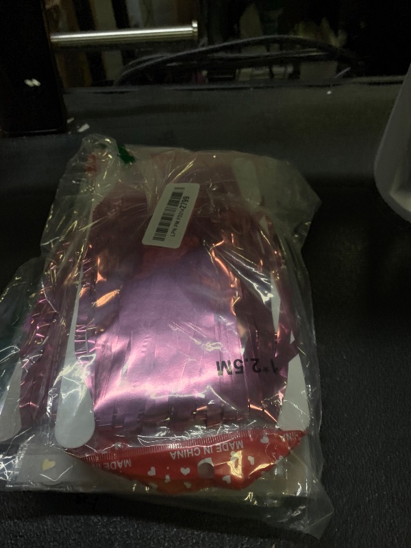 Photo 1 of 10 Pack Pink Backdrop Curtain 3.2ft x 8.2ft Metallic Tinsel Foil Fringe Curtains Photo Booth Background for Birthday Party Decoration Baby Shower Engagement Wedding Christmas Decoration (Pink)