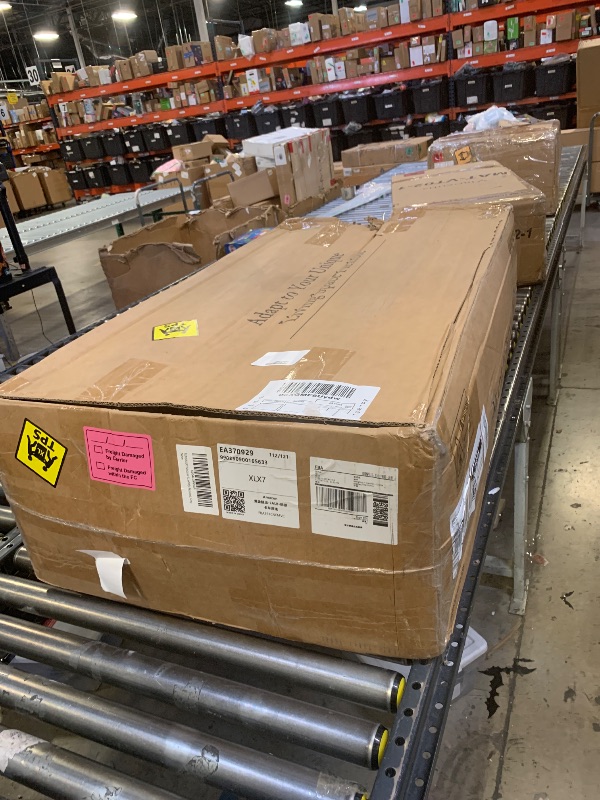 Photo 1 of 108" L-Shaped Boneless Couch, Modular Sectional Sofa with Moveable Ottoman, Corduroy Cloud Couches for Living Room, No Assembly, Ship in a Box, Grey