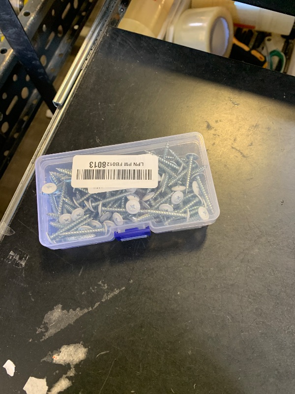 Photo 1 of #8 x 1-1/4" (100 PCS) Modified Truss Head Wood Screws, Phillips Drive Quick Metal Self Tapping Screws, White Head, Full Thread, Screwdriver Bit Included