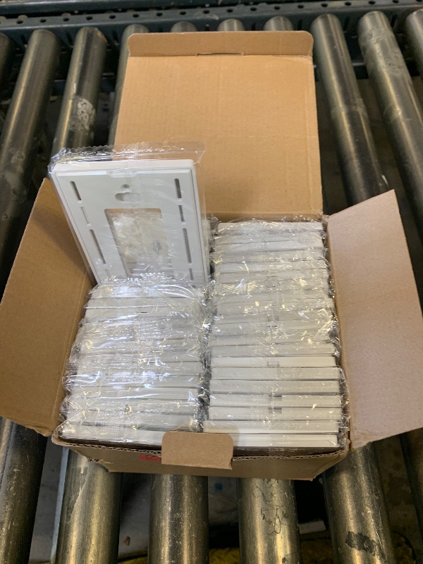 Photo 1 of [40 Pack] BESTTEN 1 Gang Mid-Size Screwless Outlet Cover, Midway Decorative Wall Plate, USWP6 Gloss Snow White, Midsize H4.88" x W3.11", UL Listed