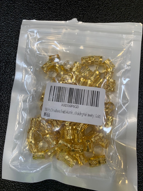 Photo 1 of 100 Pcs Dreadlocks Beads Metal Hair Cuffs Hair Braiding Rings Braid Clips for Women Hair Accessories (Gold)