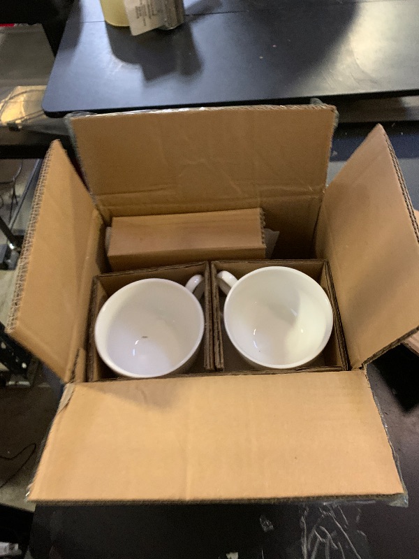 Photo 1 of 10OZ Porcelain Cappuccino Cups with Saucers, Ceramic Espresso Cups Set, White Coffee Cup and Saucer, White Tea Cup Set, Dishwasher & Microwave Safe, Gift for Anniversary or Housewarming (4PCS) ?