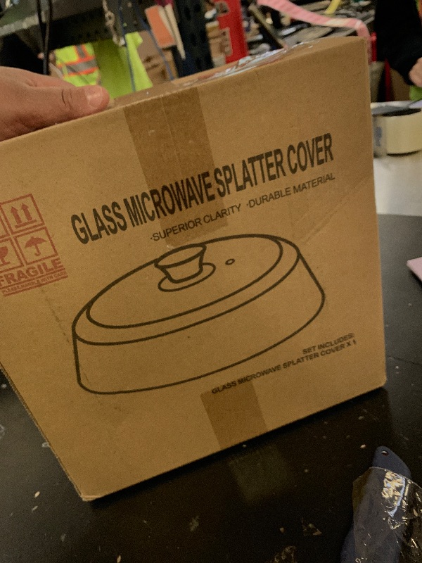 Photo 1 of 10in Glass Microwave Splatter Cover for Food with Silicone Mat, 10in Glass Microwave Plate Lid with Vent Holes & Easy-Grip Handle, Dishwasher Safe, No Plastic, Food Grade