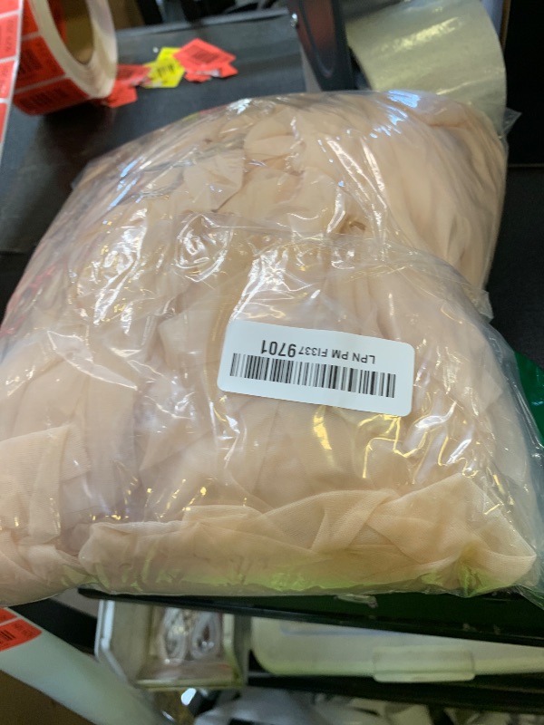 Photo 1 of 10×10ft Champagne Tulle Backdrop Curtain with Lights String for Parites, Sheer Photo Curtain Backdrop Drapes for Wedding Party Photography Backgrounds