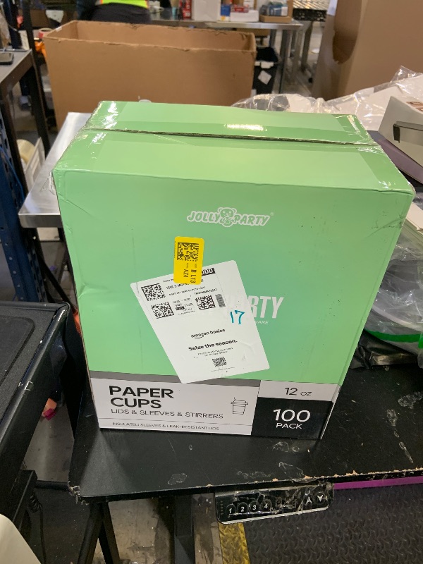 Photo 1 of [100 Pack] 12 oz Paper Coffee Cups, Disposable Paper Coffee Cup with Lids, Sleeves, and Stirrers, Hot/Cold Beverage Drinking Cup for Water, Juice or Tea, Suitable for Home, Shops and Cafes