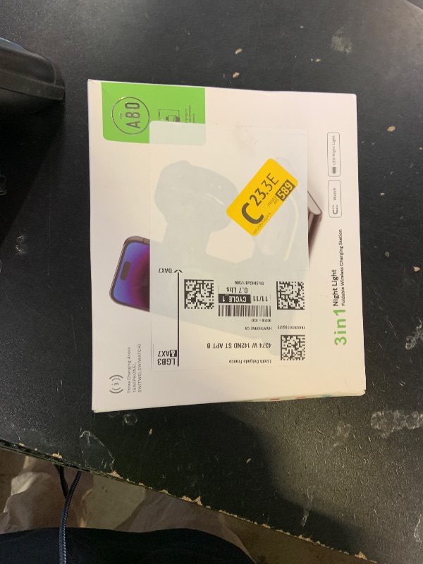 Photo 1 of 3 in 1 Foldable Charging Station for Apple Products,Wireless Charger for iPhone 17 16 15 14 13 12 Pro Max,Travel Dock Adapter&Light for iWatch Series 11 10 9 Ultra 3/2 SE 3/2,for AirPods 4 3 2 Pro 3/2