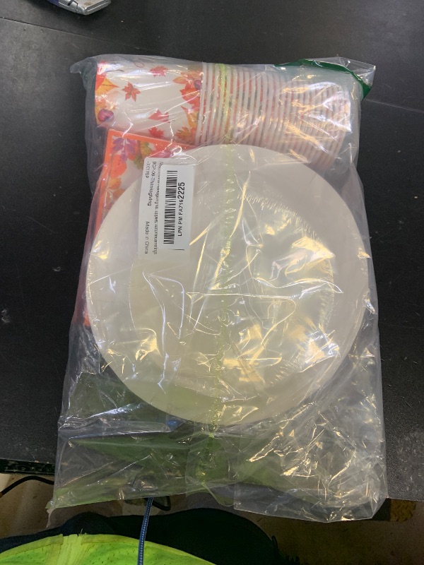 Photo 1 of 175 Pcs Thanksgiving Tableware Set - Serves 25, Harvest-Themed Disposable Plates, Cups, Napkins, Plastic Forks, Spoons, Knives for Thanksgiving Day Dinner, Fall Party Supplies, Autumn Gatherings