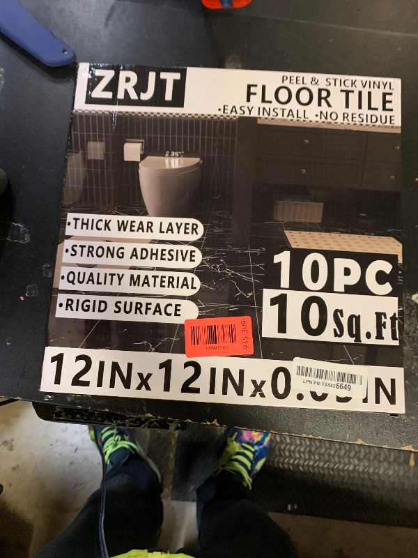 Photo 1 of 10 Pack Cover 10 Sq.Ft Peel and Stick Floor Tiles, 12” x 12” Self Adhesive Vinyl Flooring Easy DIY Installation for Kitchen, Living Room, Laundry, RV, Light Grey Marble