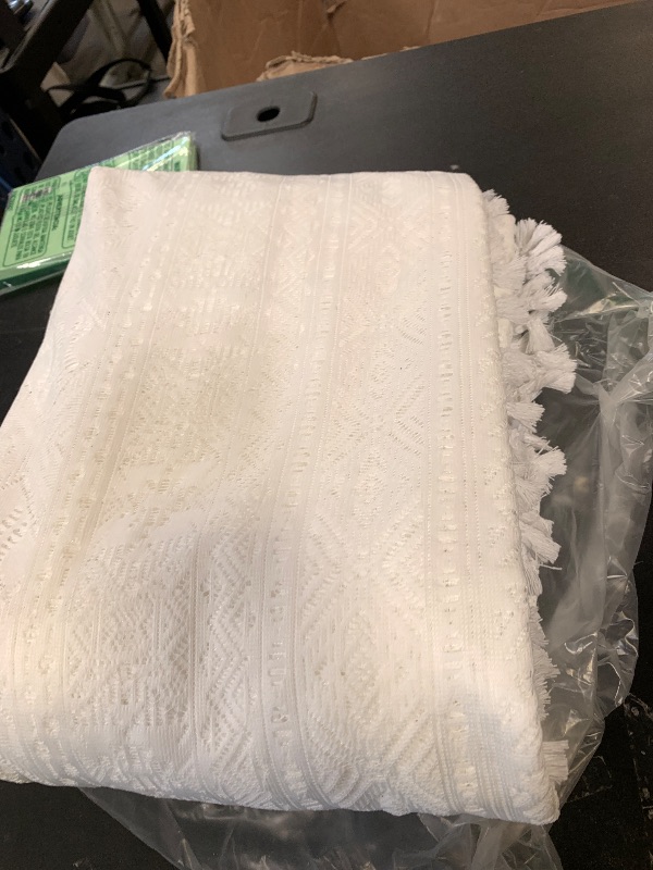 Photo 1 of Extra Large Outdoor White Picnic Blanket Bohemia Oversize Beach Blanket with Fringe Machine Washable Portable for Spring Summer Camping Beach, Grass Lawn, Park