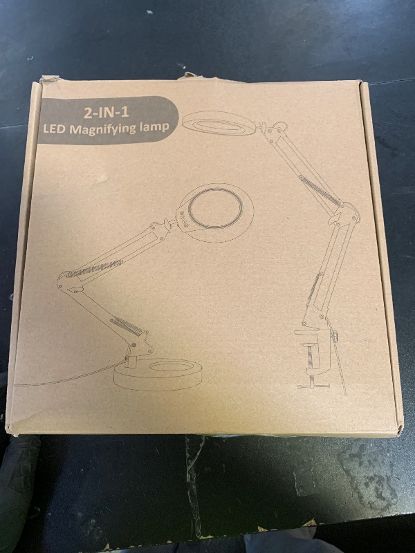Photo 1 of 10X Magnifying Glass with Light and Stand, 5 Color Modes Stepless Dimmable 2-in-1 Desk Lamp with Clamp, Hands Free LED Lighted Magnifier with Light for Craft Hobby Painting Reading Close Works - White