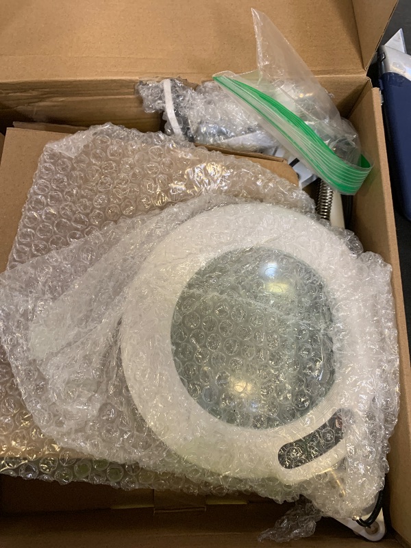 Photo 1 of 10X Magnifying Glass with Light and Stand, 5 Color Modes Stepless Dimmable 2-in-1 Desk Lamp with Clamp, Hands Free LED Lighted Magnifier with Light for Craft Hobby Painting Reading Close Works - White